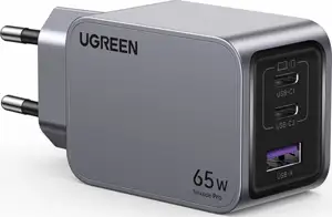 Kućni punjač UGREEN Nexode Pro, 65W, 2x USB-C, USB-A, USB-C kabel, GaN, sivi