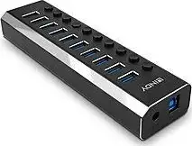 USB Hub Lindy USB 3.0 10-port with ON/OFF