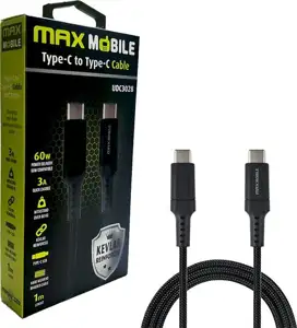 MAXMOBILE DATA KABEL TYPE C-TYPE C UDC3028 KEVLAR BLACK QC 3A 1m