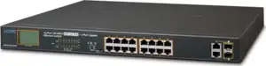 Planet 16-Port 10 100TX 802.3at PoE 2-Port Gigabit TP SFP Combo Desktop Switch FGSW-1822VHP
