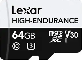 Micro SDXC card Lexar High-Endurance, 64GB, 100MB/s, U3, V30, A1, UHS-I