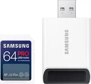 SD Card 64GB Samsung SDXC PRO Ultimate CL10 Reader retail