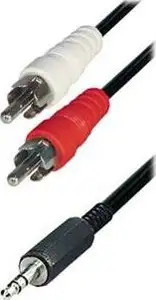Transmedia A 49-3 L, Stereo Connecting Cable unshielded, 2x RCA-plug - 3,5 mm stereo plug, 3m