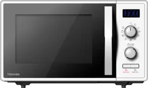 Toshiba MW2-AG23P(WH) 3-in-1 Microwave Oven with Grill and Combination Hob, 23 Litres, Rotating Plate with Storage, Timer, Built-in LED Lights, 900 W, Grill 1050 W, Pizza Programme, White Size: 485 x 