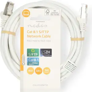 Kabel NEDIS CCGL85520WT30, Patch, CAT8.1 S/FTP, bijeli, 3m