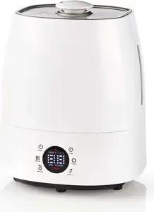 Ovlaživač NEDIS HUMI120CWT, 110 W, s hladnom i toplom maglom, 5,5 l, higrometar, mjerač vremena, prikladno za prostor do 50 m2, sivo bijela