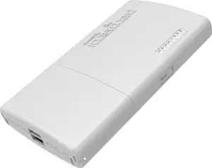 MikroTik (RB960PGS-PB) small five port gigabit Ethernet router in an outdoor plastic case with PoE Output, POWERBOX PRO