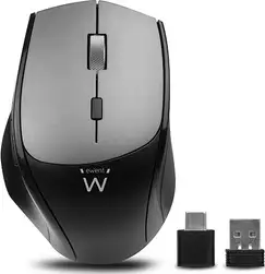 Mouse Ewent Dual-Connect Silent Wireless, USB-A, USB-C, 2400dpi, black