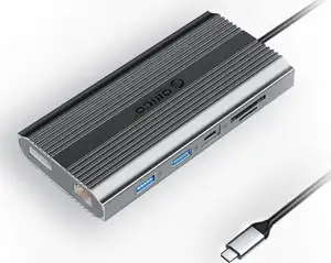 Priključna postaja USB-C 12 v 1, 1x USB-C 3.1, 3x USB-A, USB-C PD100W, 2x HDMI 4K@60Hz, DP 4K@60Hz, SD+TF, RJ45, AUX, Aluminij, siva, ORICO XDR-X33