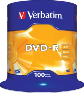 DVD-R Verbatim Matt Silver, Kapacitet 4.7GB, 100 komada, Brzina 16×