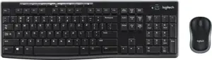 Tipkovnica + miš Logitech MK270 Wireless Desktop, bežična, crna, USB 
