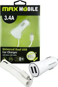 MAXMOBILE AUTO ADAPTER USB DUO CC-D016 3.4A + MICRO USB bijeli
