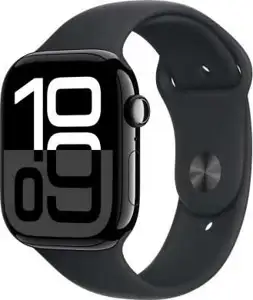 Apple Watch Series 10 GPS 46mm Jet Black Aluminium Case with Black Sport Band - S/M