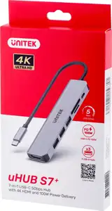 UNITEK HUB USB-C H1118A; USB-A x3, USB-C, HDMI, SD, microSD
