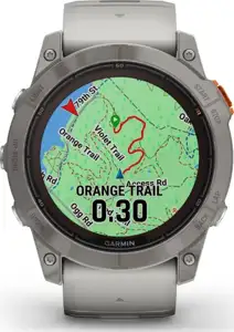 Garmin fenix 7X PRO Sapphire SOLAR Titanium Fog Gray/Orange remen, 010-02778-15