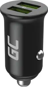 Green Cell GC CADM-GC-36AA - USB-Ladegeraet 36 W 2x USB-A schwarz Flashlight, GPS, Headphones, Mobile phone, Navigator, Other, Portable speaker, Power bank, Smartphone, Smartwatch, Tablet, Telephone, 