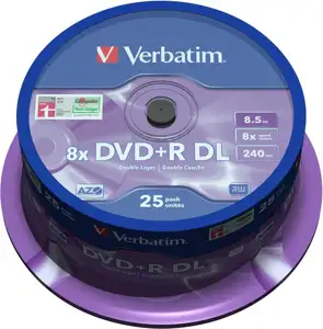DVD+R Verbatim 8.5GB X8 Double Layer (25 Cake)