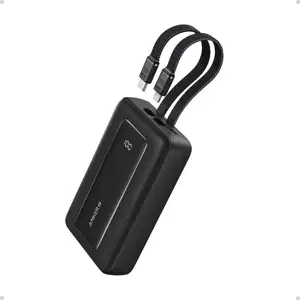 Anker Zolo Powerbank 10000 mAh, 30W with built-in USB-C + Lightning cables, black