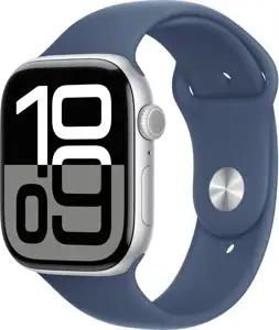 APPLE Watch Series 10 GPS 46mm Silver Aluminium Case with Denim Sport Band - M/L
