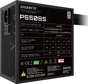 Napajanje Gigabyte P550SS Power Supply - PCIe 5.0, 80 PLUS Silver, Fully Modular Design, 120mm Fan, ATX 3.0 compatible, EU Plug