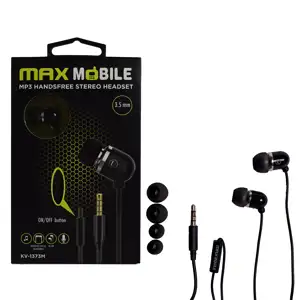 MAXMOBILE SLUŠALICE HANDSFREE KV-1373 crna, 3.5mm