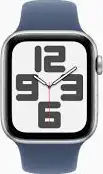 APPLE Watch SE GPS 44mm Silver Aluminium Case with Denim Sport Band - M/L