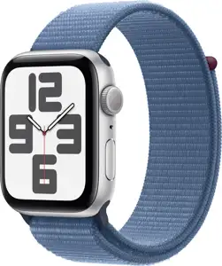 APPLE Watch SE GPS + Cellular 44mm Silver Aluminium Case with Blue Cloud Sport Loop