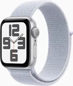 Apple Watch SE GPS 44mm Silver Aluminium Case with Blue Cloud Sport Loop