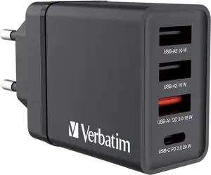 Verbatim zidni punjač 30W, 3×USB-A/1×USB-C