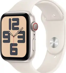 APPLE Watch SE GPS + Cellular 44mm Starlight Aluminium Case with Starlight Sport Band - S/M