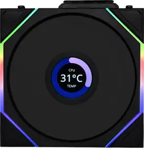 Fan Lian Li UNI FAN TL Wireless LCD 120 Reverse Blade ARGB PWM 120mm, 3 Pack + Controller, Black