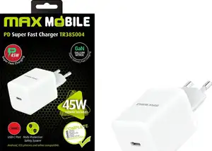MAXMOBILE KUĆNI PUNJAČ PD SUPER FAST CHARGE TYPE C,TR385004 Gan 45W