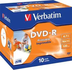 DVD-R Printable Verbatim, Kapacitet 4.7GB, 10 komada, Brzina 16×