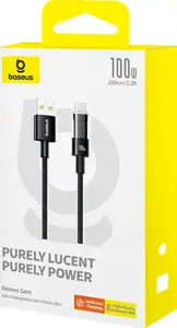 Baseus Gem USB A to USB C fast charging cable 1 m 100 W Black