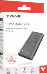 Verbatim TurboMetal 2TB SSD USB4 vanjski disk, R/W: 3700/3600 MB/s