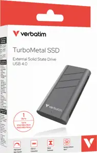 Verbatim TurboMetal 1TB SSD USB4 vanjski disk, R/W: 3700/3600 MB/s