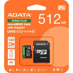 SPEED PLUS microSDXC 512 GB (UHS-I U3, Class 10, V30, A2)
