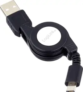Equip Kabel USB-A 2.0 -> micro B St/St 1.00m aufrollbar sw Polybeutel