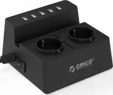 Orico 5-port USB punjač + 2 strujne utičnice, crni (ORICO ODC-2A5U-V1-EU-BK)