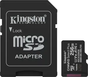 Kingston Technology 256GB microSDXC Canvas Select Plus Gen3 150MB/s A1 Card + Adapter