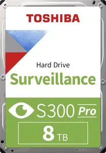 HDD Video Surveillance TOSHIBA S300 PRO 8TB CMR, 3.5'', 512MB, 7200RPM, SATA, 64 cameras, 24/7, TBW: 300