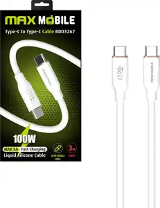 MAXMOBILE DATA KABEL TYPE C-TYPE C Silicone RDD3267 WHITE QC 100W, 5A 3m