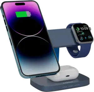CANYON Wireless Charging Station Hexagon 310 3in1 DarkGrey/Blue