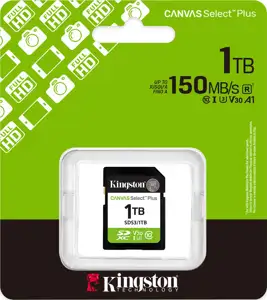 Kingston Technology 1TB SDXC Canvas Select Plus Gen3 150MB/s C10 UHS-I U3 V30
