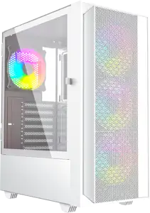 Gembird Fornax 4000W ARGB gaming ATX computer case, Midi Tower, backlight, White