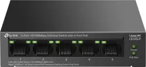 TP-Link LiteWave LS105P Unmanaged Fast Ethernet (10/100) Power over Ethernet (PoE) Black