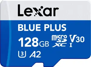 Micro SDXC card Lexar Blue Plus, 128GB, 170MB/s, U3, V30, A2, UHS-I, adapter
