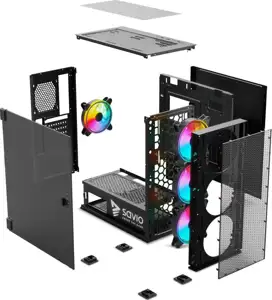 SAVIO PC Case Raptor X1 ARGB Glass/Mesh Black