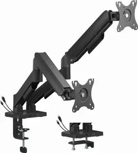 Gembird MA-DA2U-01 Adjustable desk 2-display mounting arm with USB ports, 17”-32”, black
