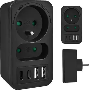 Maclean current socket x2 + 4xUSB, splitter with 2 sockets, 2xUSB A, 2xUSB C PD 20W, 1x16A + 1x6A, MCE249 F/B